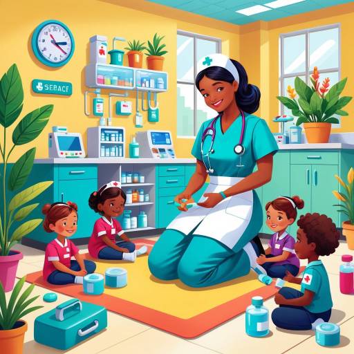 Whimsical Nurse in a Colorful Hospital Whimsical Nurse in a Colorful Hospital