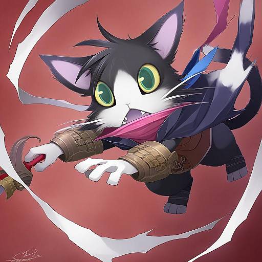 Illustration of Cait sith (ff7), final fantasy in the style of Happa (cloverppd)
