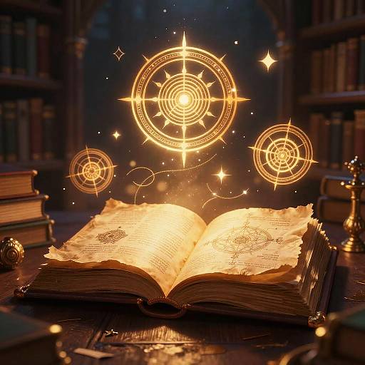 Arcane Ancient Tome in Enchanted Library