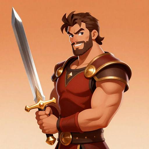 Confident Warrior with Curved Sword