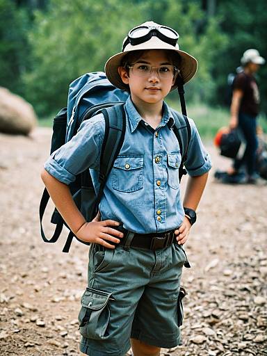 Boy in Paleontologist Costume Outdoors