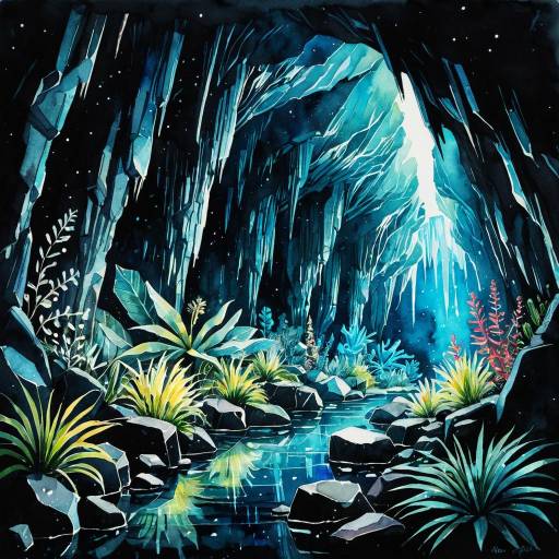 Bioluminescent Crystal Cavern Artwork Bioluminescent Crystal Cavern Artwork