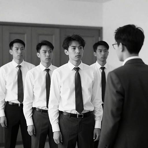 Serious Gathering: Black and White Portrait