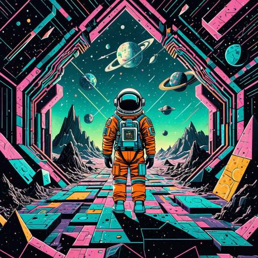 Astronaut Exploring Neon Alien Landscape