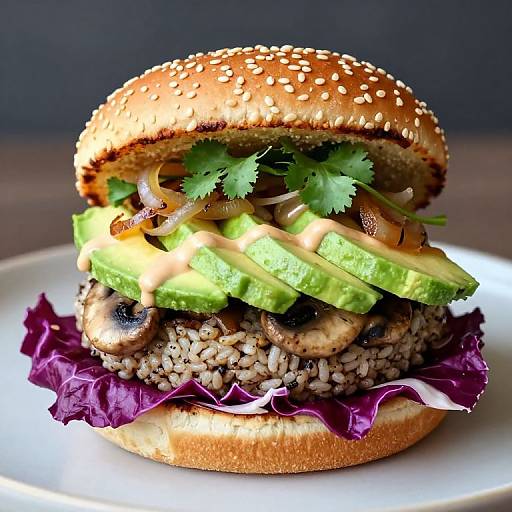 Gourmet Mushroom and Avocado Burger