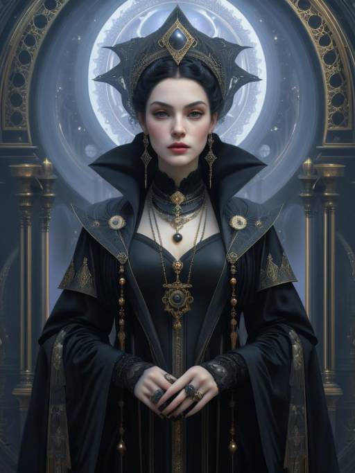Regal Gothic Queen in Ornate Attire