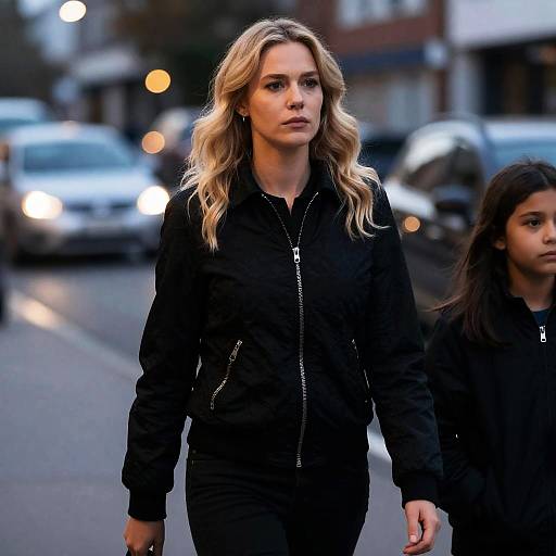 Nighttime City Walk with a Child