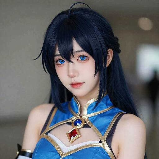Woman in Blue and Gold Costume Cosplay