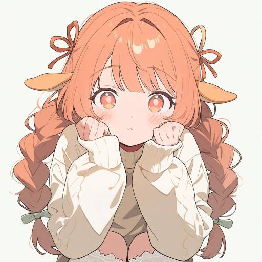Cheerful Anime Girl in Cozy Sweater