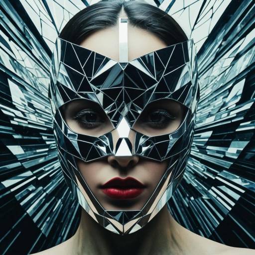 Woman Wearing Fractured Glass Mask