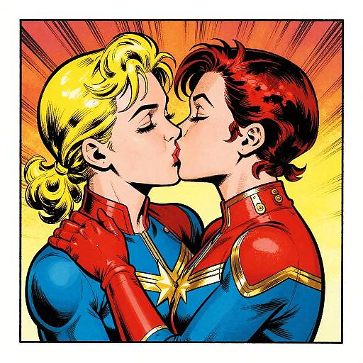 Captain Marvel Classic Comic Kiss