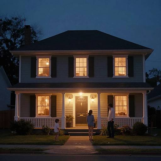 Cozy 80s Suburban Night Scene