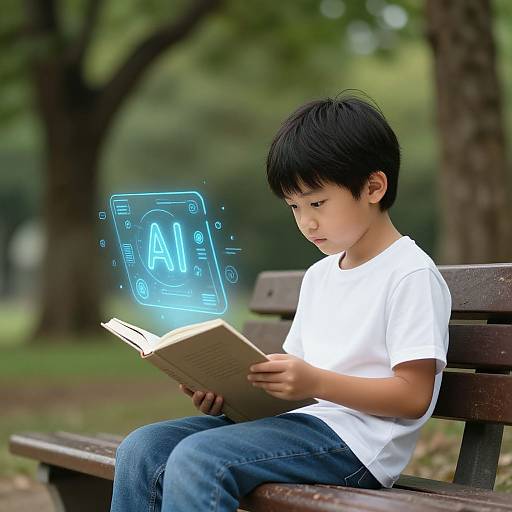 Child Reading with Holographic AI Interface