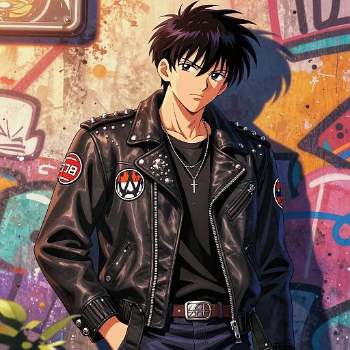 Rebellious Anime Leather Jacket Design