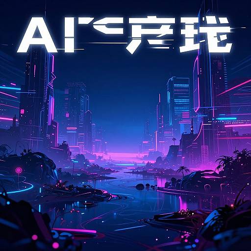 Ethereal Cyberpunk Neon Landscape