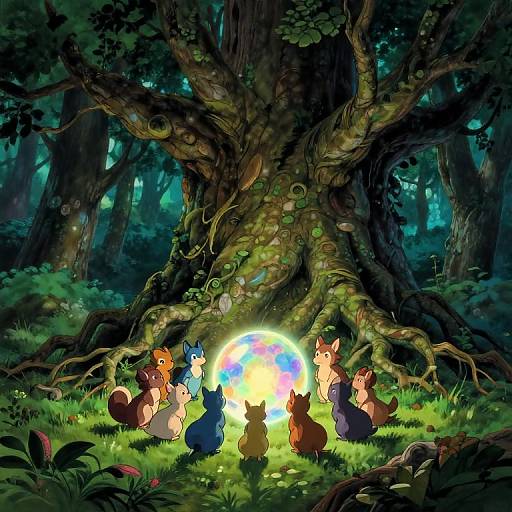 Enchanted Forest with Mystical Tree