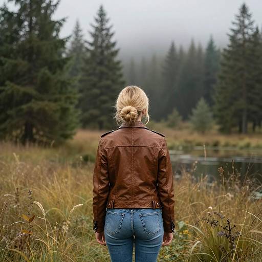 Blonde Woman in Foggy Forest Setting