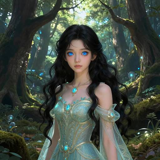 Mystical Forest Girl with Blue Eyes