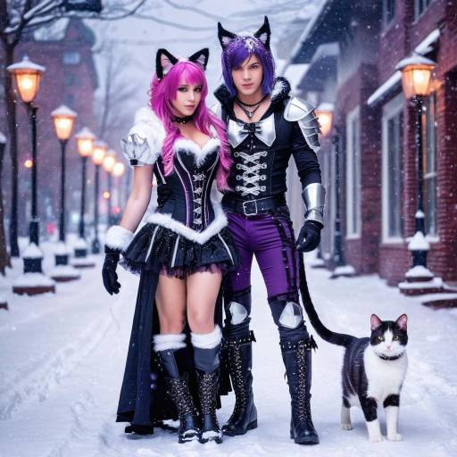 Snowy Scene with Fantasy Characters