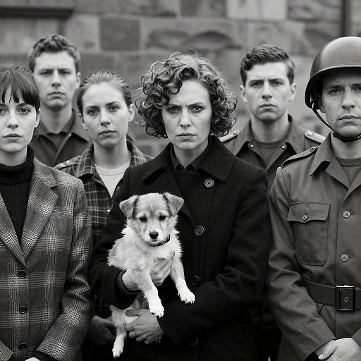 Dramatic Black-and-White Group Portrait