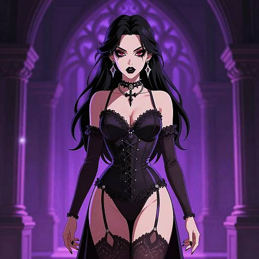 Gothic Vaporwave Erotic Woman Illustration