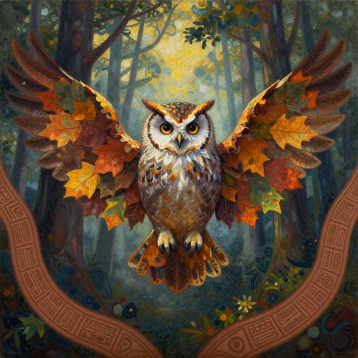 Surreal Owl Autumn Leaf Wings