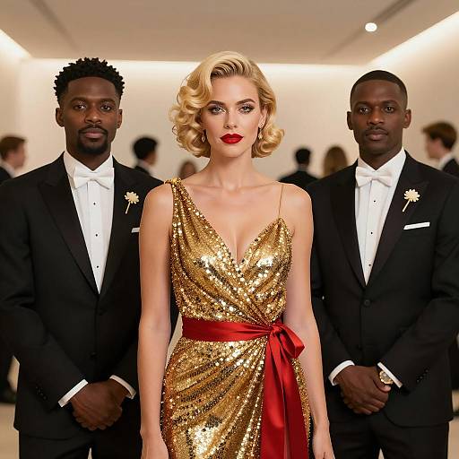 Glamorous Evening: Stylish Trio in Sequins