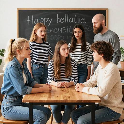 Realistic Classroom Group Portrait, Casual Setting