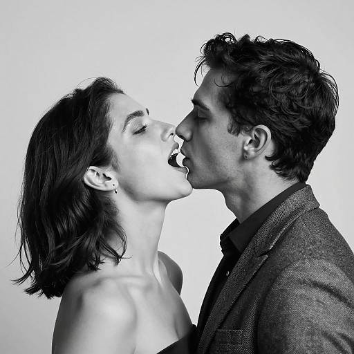 Intense Black-and-White Embrace