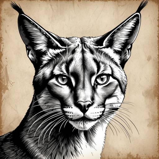 Majestic Caracal Portrait in Monochrome