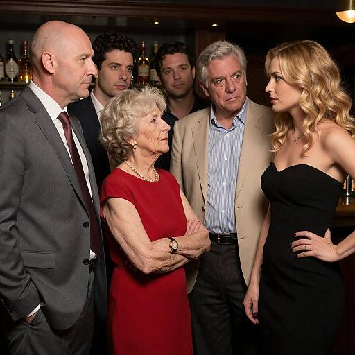 Intense Bar Scene with Diverse Group