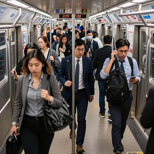 Morning Rush Hour Subway Scene