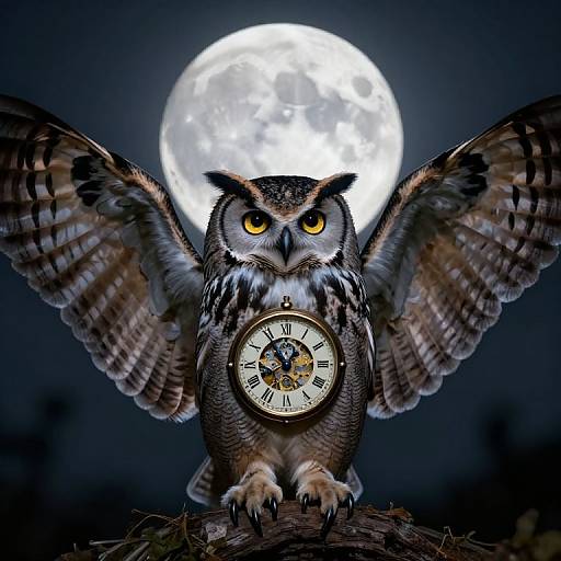 Spectral Owl with Clock Face