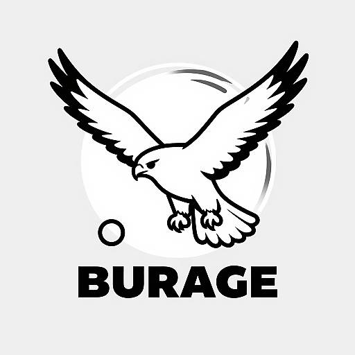 Black and white logo: stylized eagle with outstretched wings, 