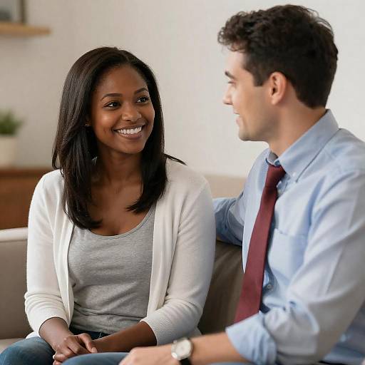 Warm Indoor Portrait of Smiling Couple