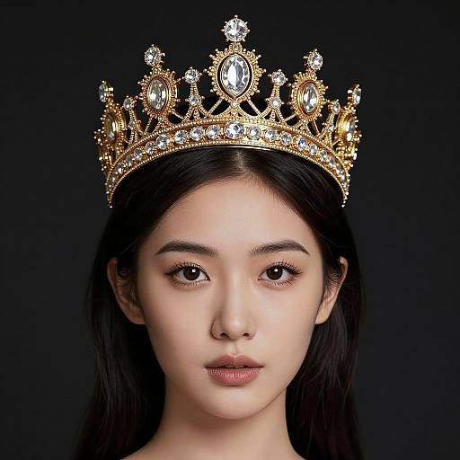 Elegant Woman with Golden Vintage Crown