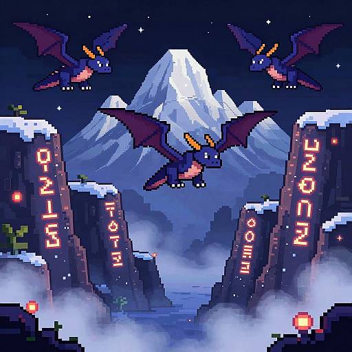 Fantasy Mountain Pixel Art Scene