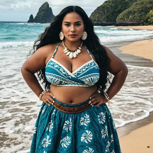 Plus Size Woman in Traditional Beachwear