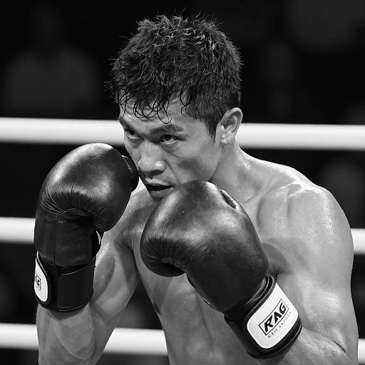 Black and White Boxer Fighting Stance