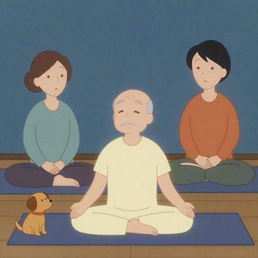 Grandparent Yoga Chat in Gouache