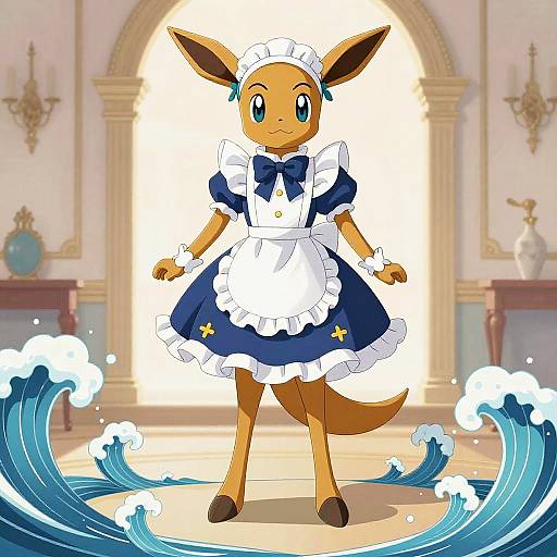 Vaporeon Victorian Maid in Oceanic Setting
