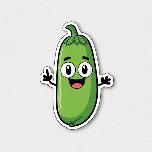 Happy Green Peapod Cartoon Sticker