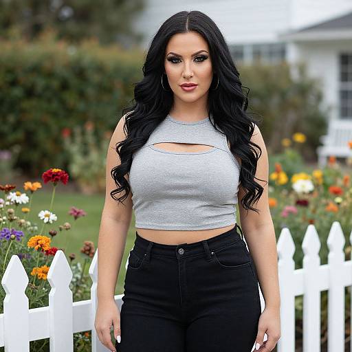 Confident Woman in Flower Garden