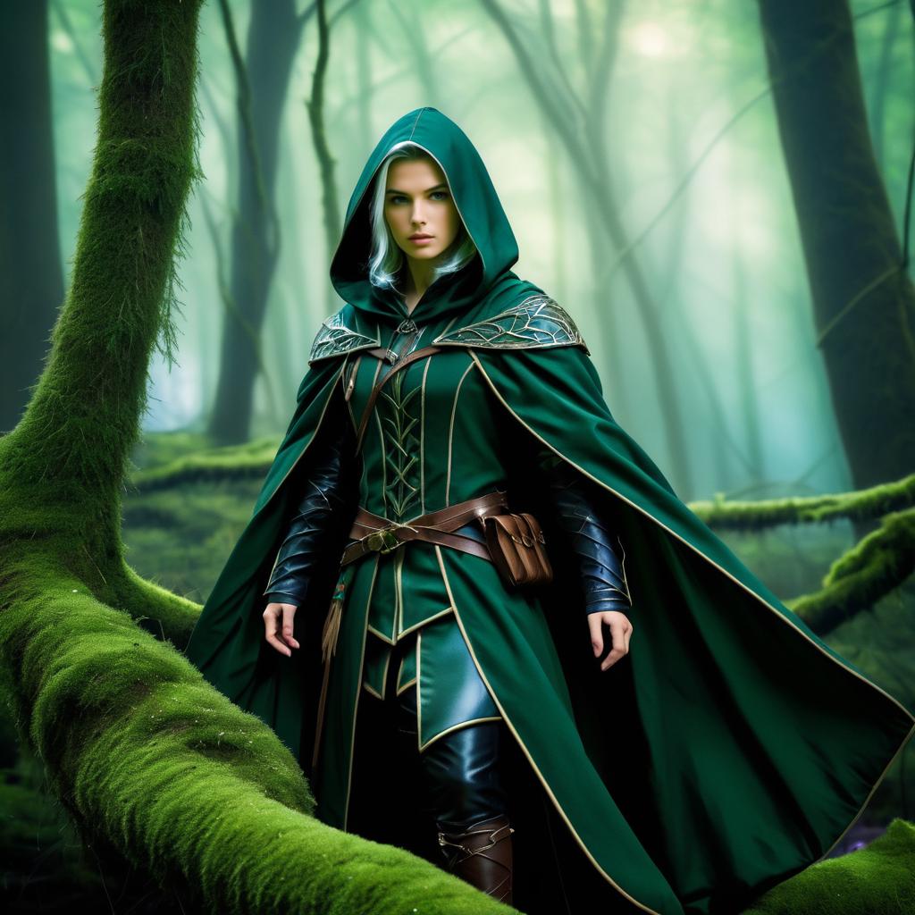 Mysterious Elven Ranger in Enchanted Forest