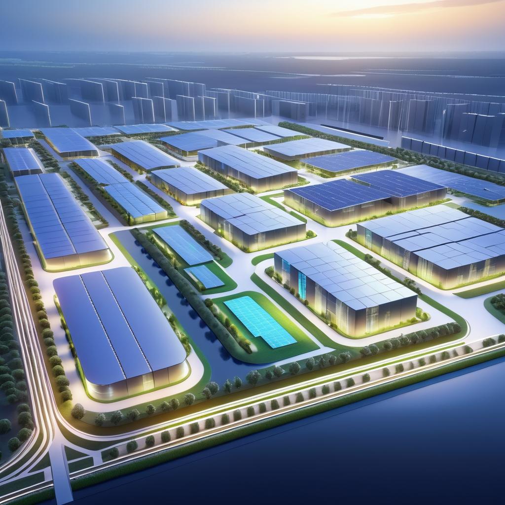 Futuristic Industrial Park with Smart Factories