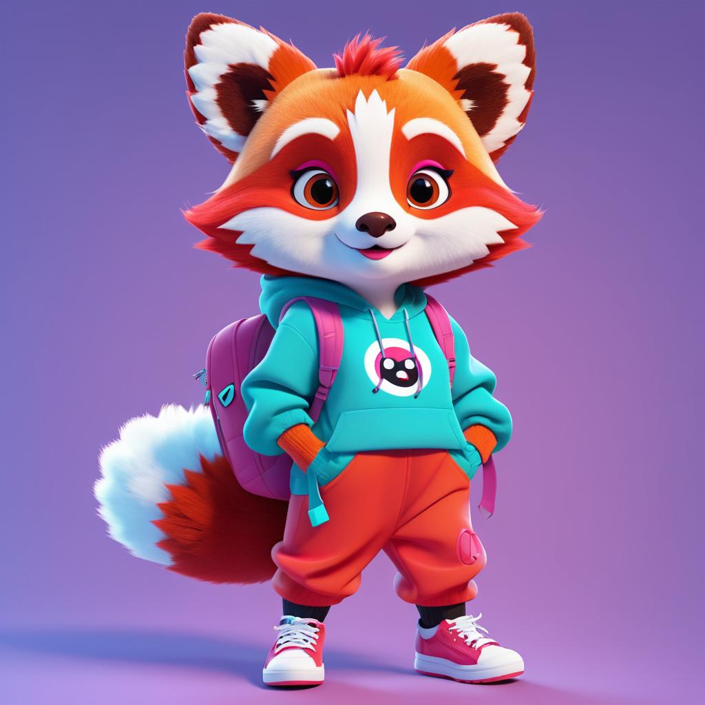 Cool Young Red Panda Character Design