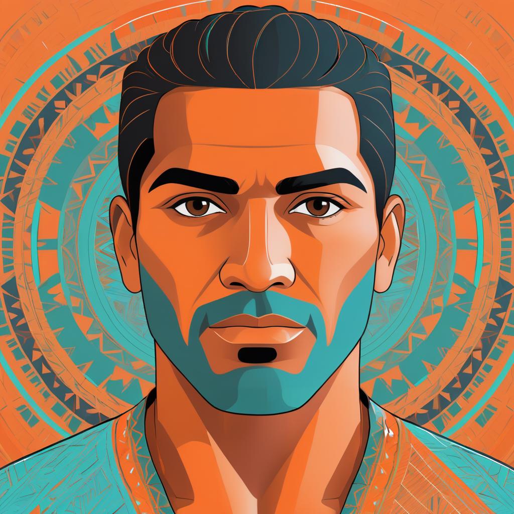 Stylized Upper-Body Hispanic Man Illustration