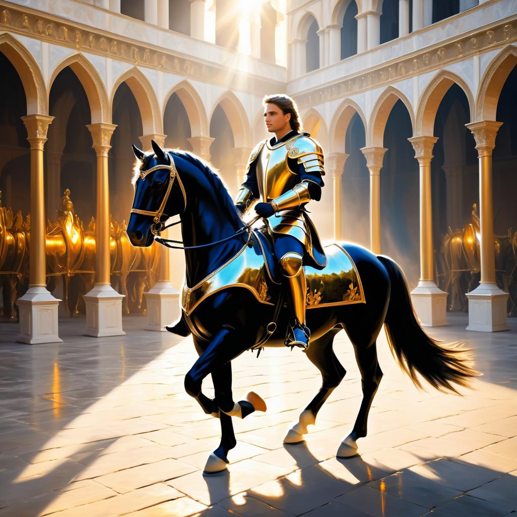 Noble Knight in Royal Courtyard Painting