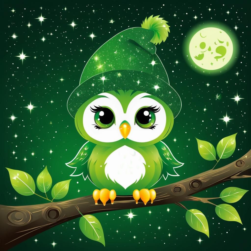 Cute Baby Owl in Retro Style