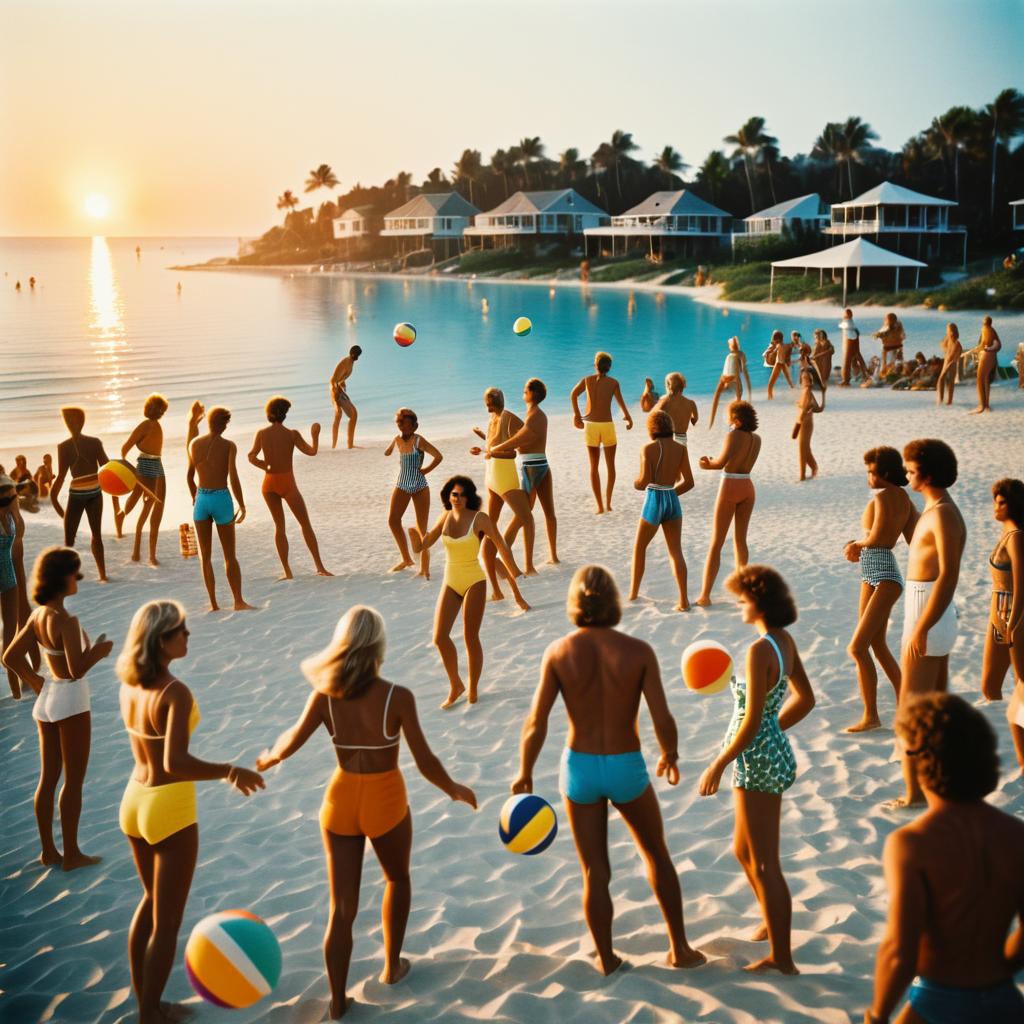 1978 Beach Party: Volleyball and Sunset